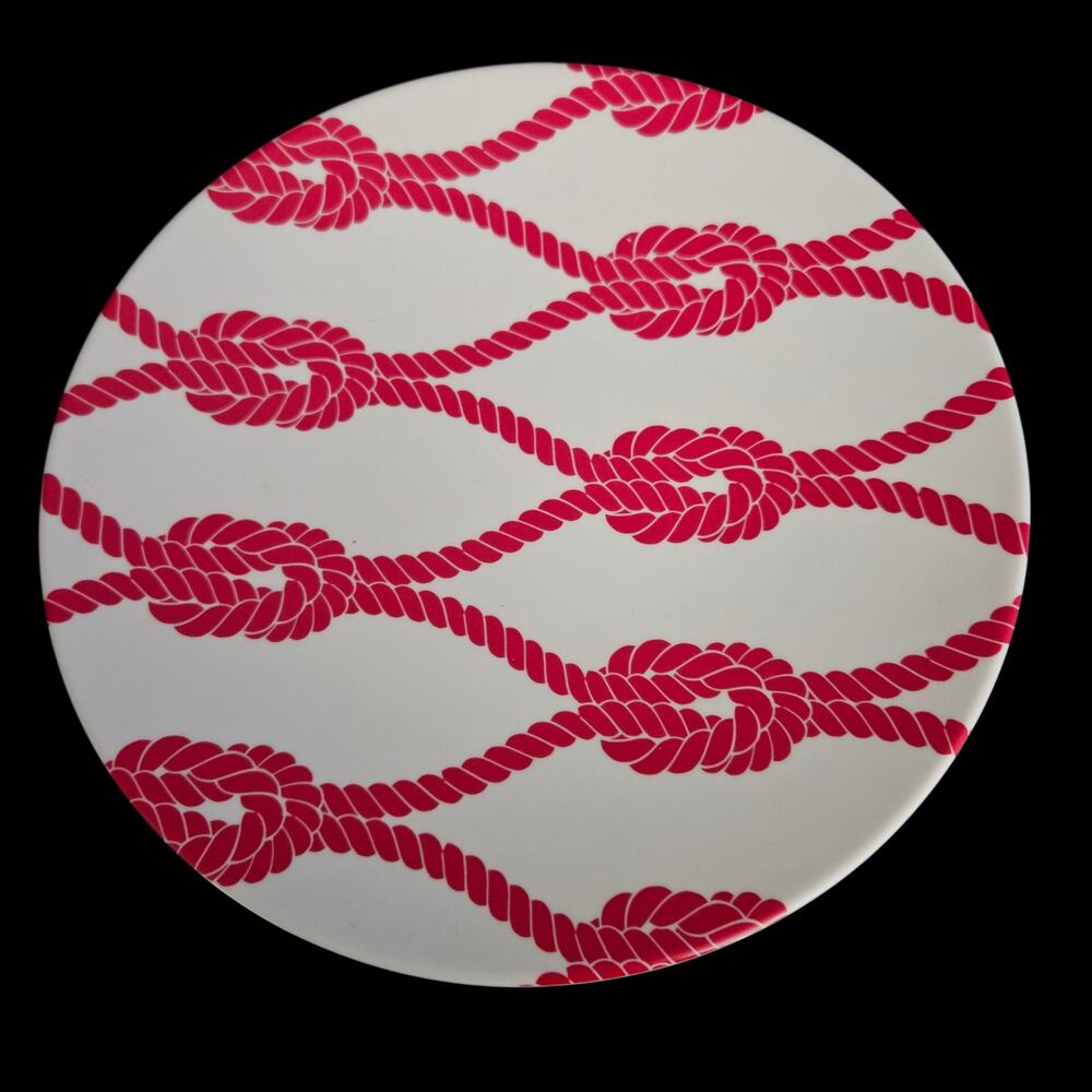 Set of 4 JCP Home Pink Nautical Rope Knot Melamine Plates